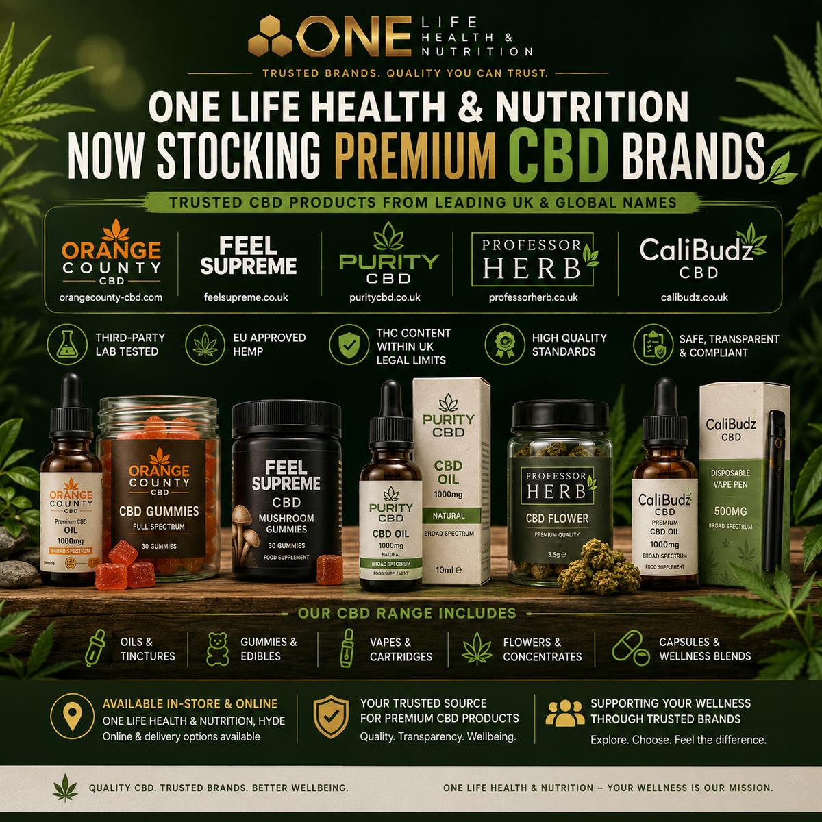 One Life Health & Nutrition Now Stocking Premium CBD Brands 🌿