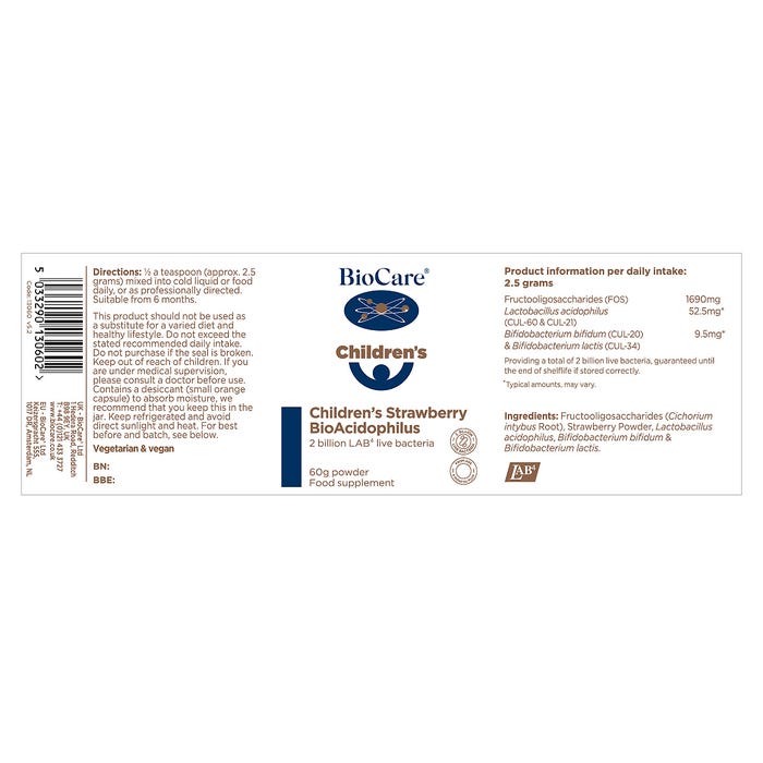 Biocare Children's Strawberry BioAcidophilus 60g
