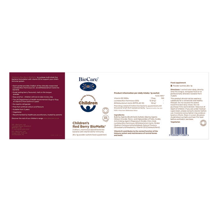 Biocare Children's Red Berry BioMelts 28 Sachets