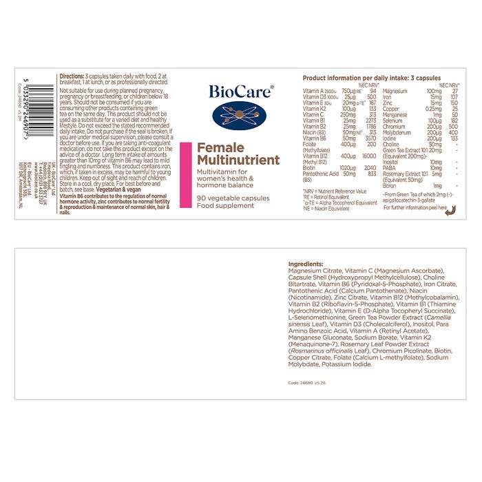 Biocare Female Multinutrient 90 Capsules