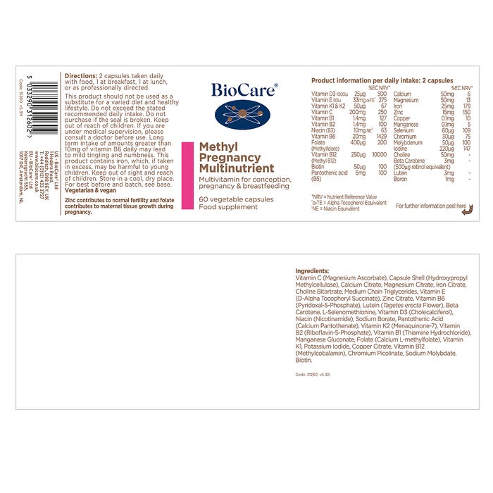 Biocare Methyl Pregnancy Multinutrient - 60 Capsules