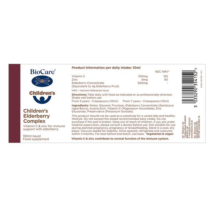 Biocare Children's Elderberry Complex 150ml