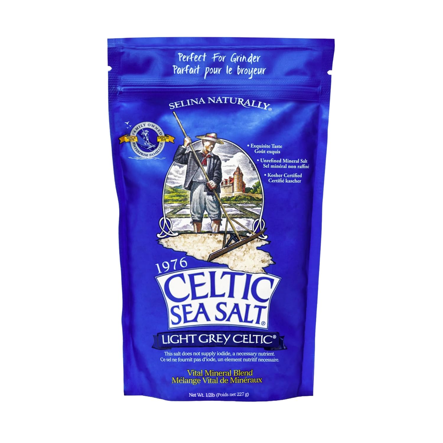 Light Grey Celtic Sea Salt Non GMO Organic 454g Resealable Bag