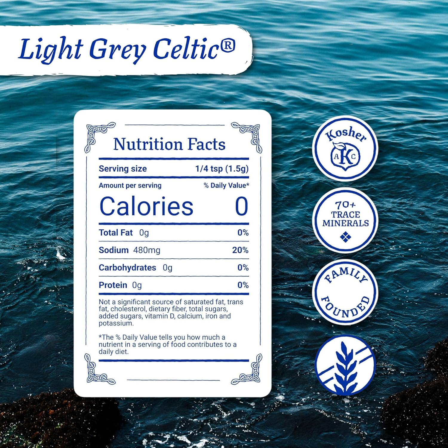 Light Grey Celtic Sea Salt Non GMO Organic 454g Resealable Bag