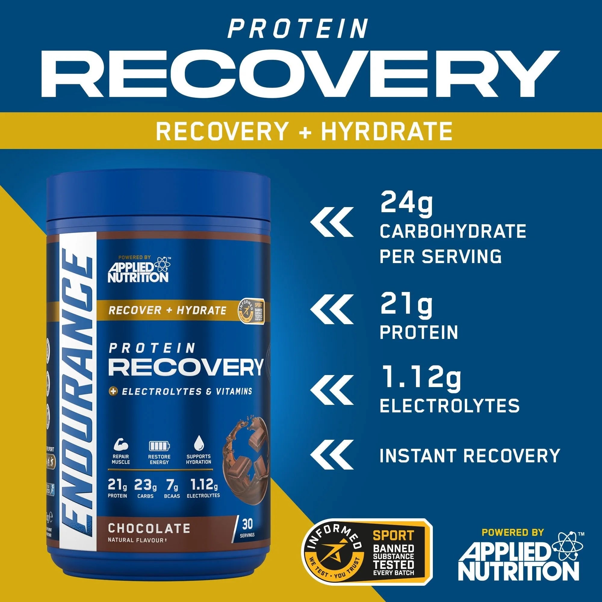 Applied Nutrition Endurance Recovery - Post Exercise Fuel 1.5kg (30 Servings)