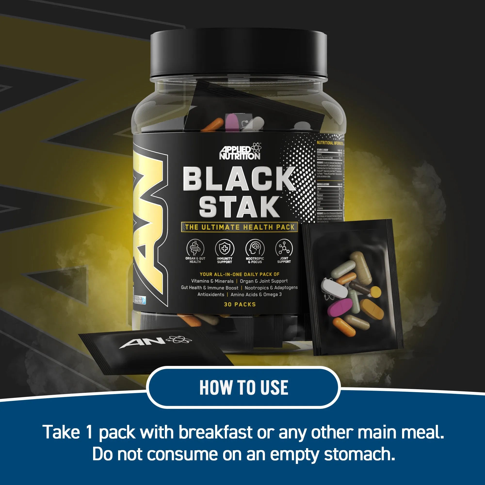 Applied Nutrition Black Stak - The Ultimate Health Pack (30 packs in each tub)