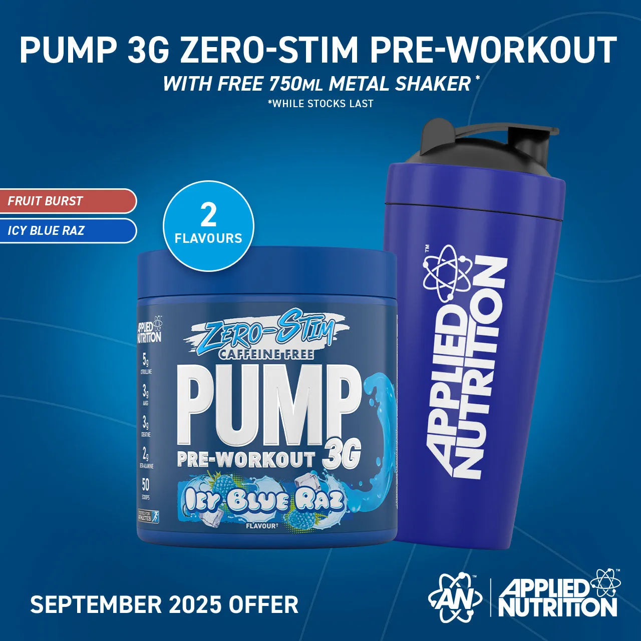 Applied Nutrition Pump 3G Zero Stim - Caffeine Free Pre-Workout 375g
