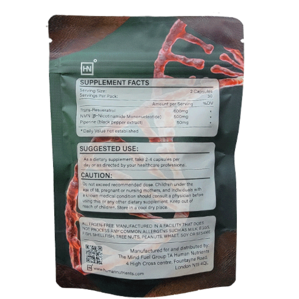 NMN + Resveratrol 60 x 600mg Capsules