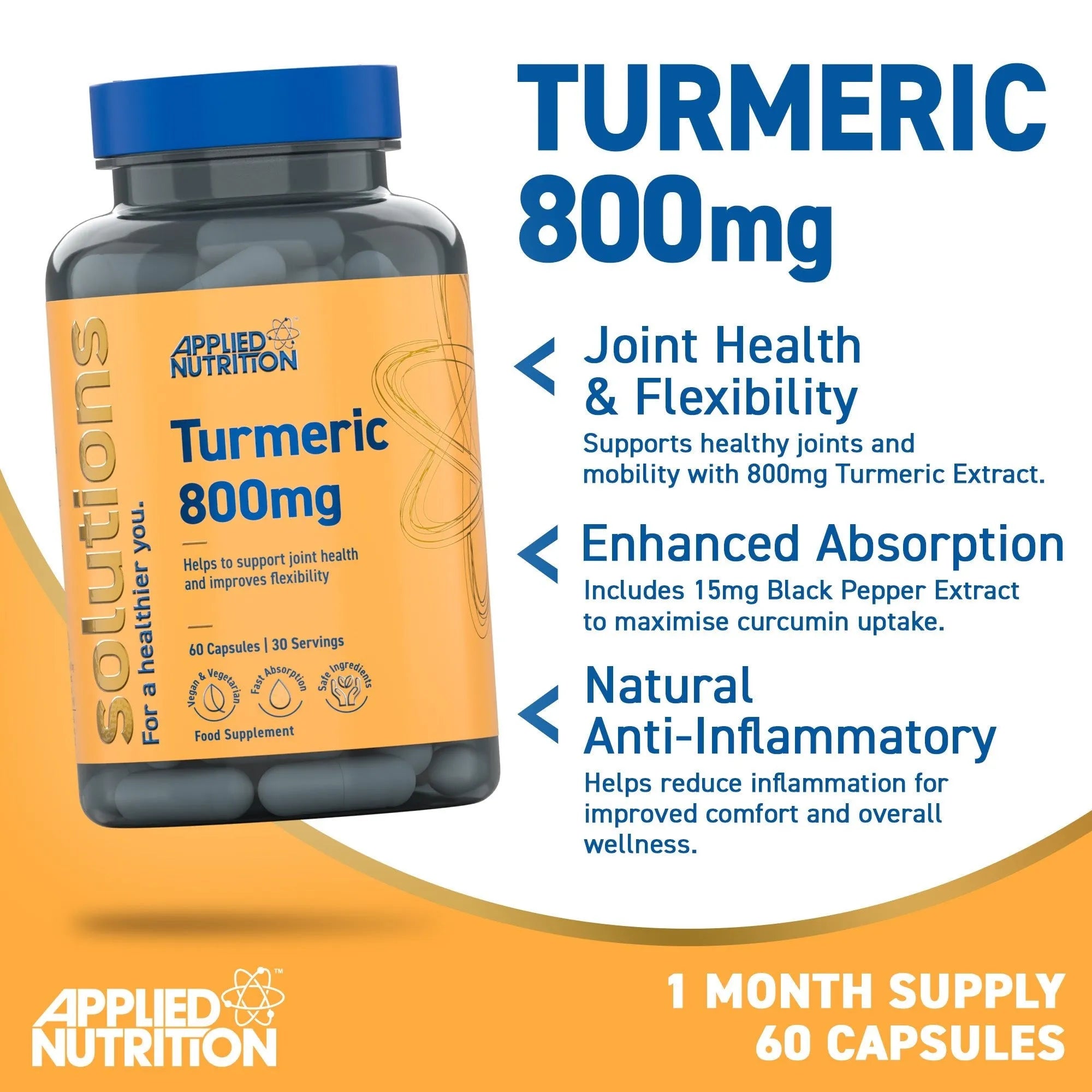 Applied Nutrition Turmeric Supplement Capsules 800mg (60 Capsules)