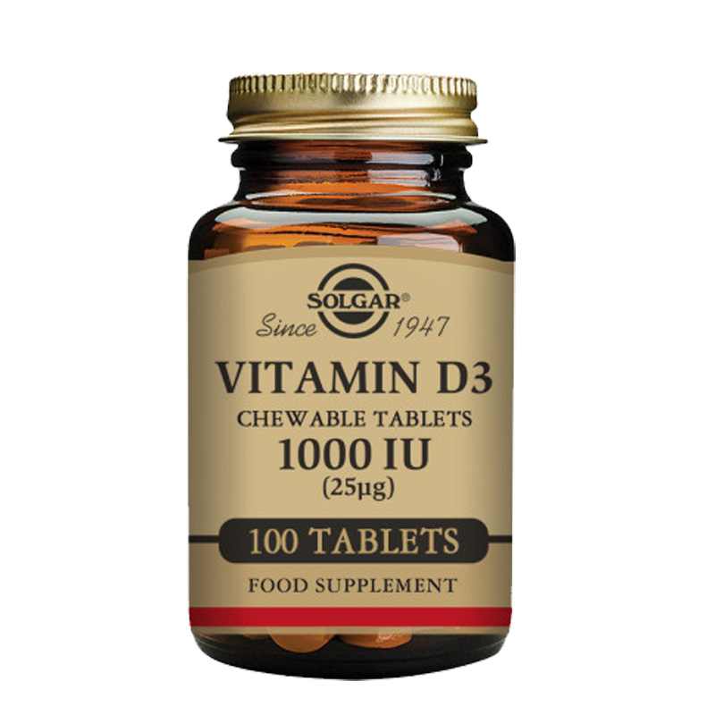 Solgar Vitamin D3 1000 IU (25 mcg) Chewable Tablets - Pack of 100