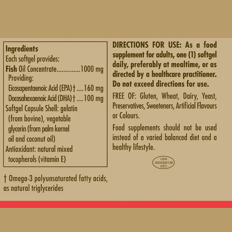 Solgar Fish Oil Concentrate 1000 mg Softgels - Pack of 120
