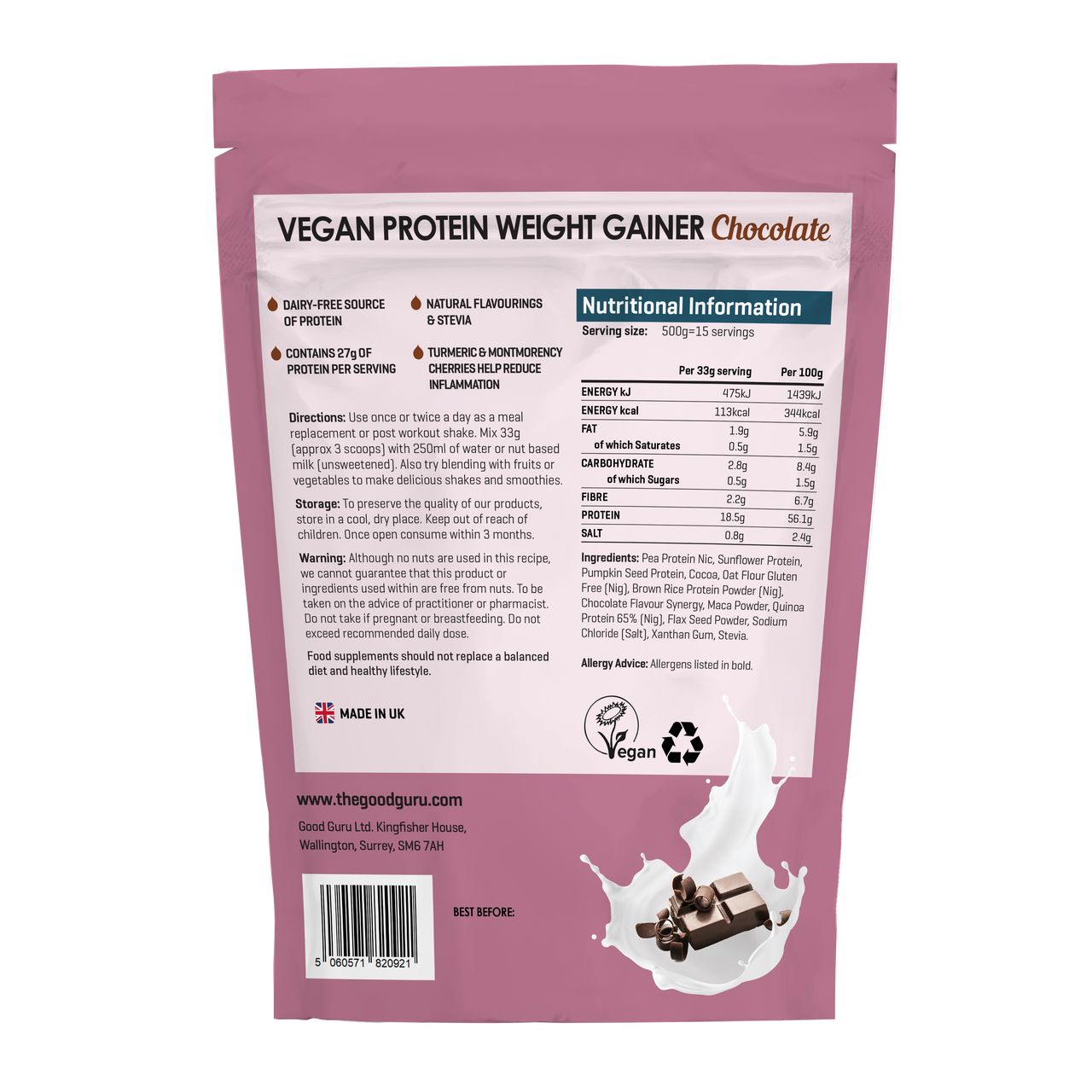 The Good Guru Vegan Protein Weight Gainer - Chocolate