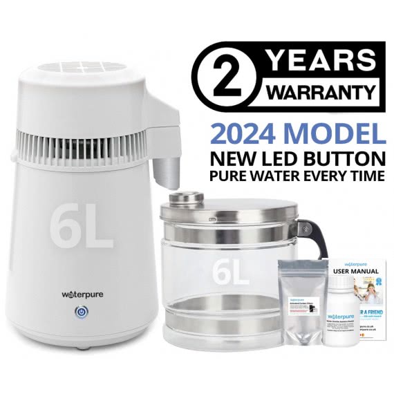 6 Litre White Stainless Steel Water Distiller with Glass Jug