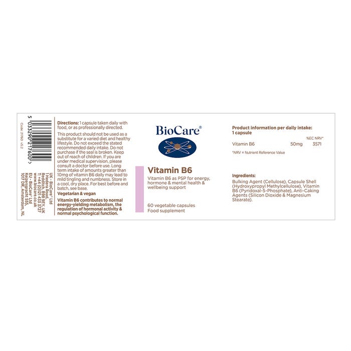 BioCare Vitamin B6 60 Capsules