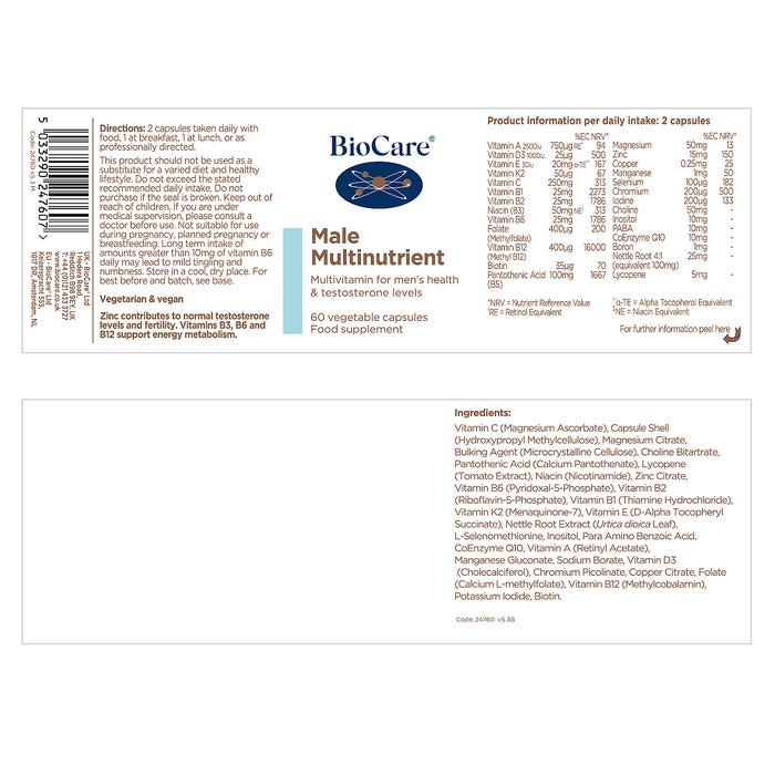 Biocare Male Multinutrient 60 Capsules