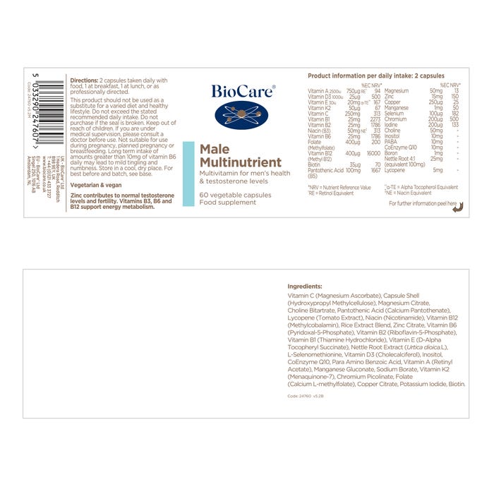 BioCare Male Multinutrient 60 Capsules