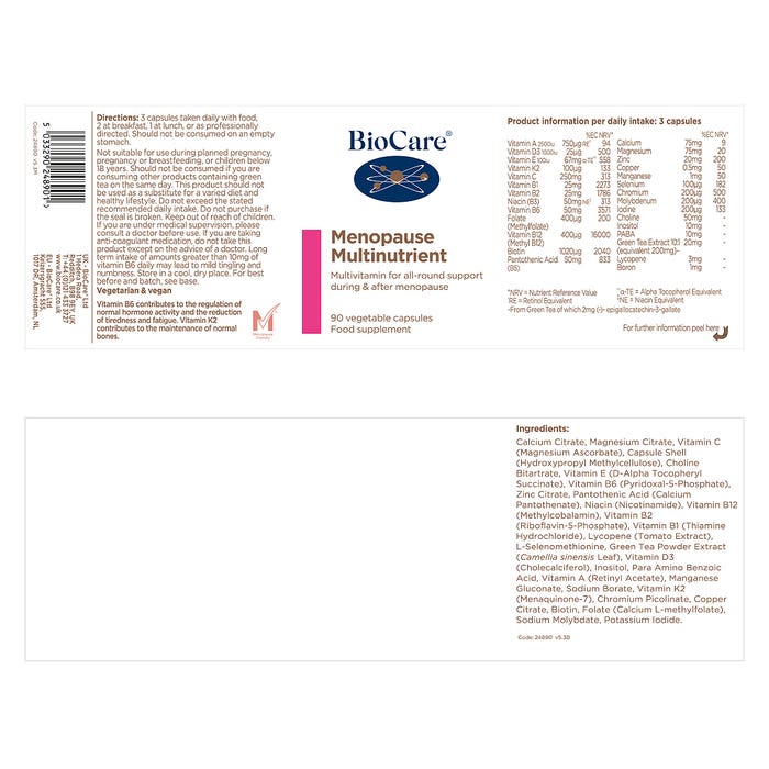 BioCare Menopause Multinutrient 90 Capsules