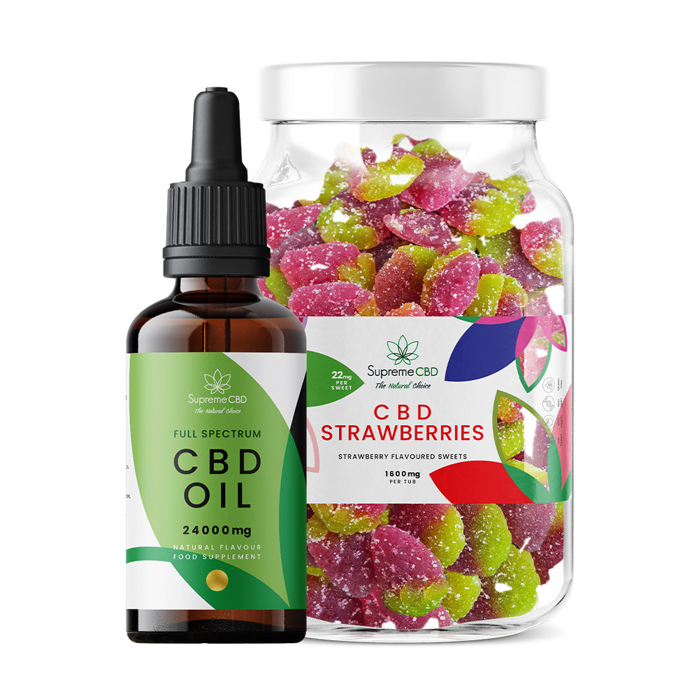 SupremeCBD CBD Oil 100ml (24000mg) & Large CBD Gummies Bundle
