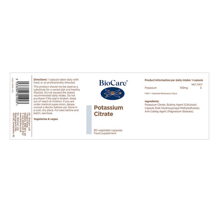 BioCare Potassium Citrate 90 Capsules
