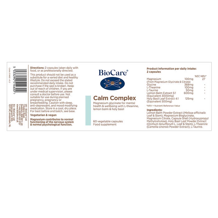 BioCare Calm Complex 60 Capsules