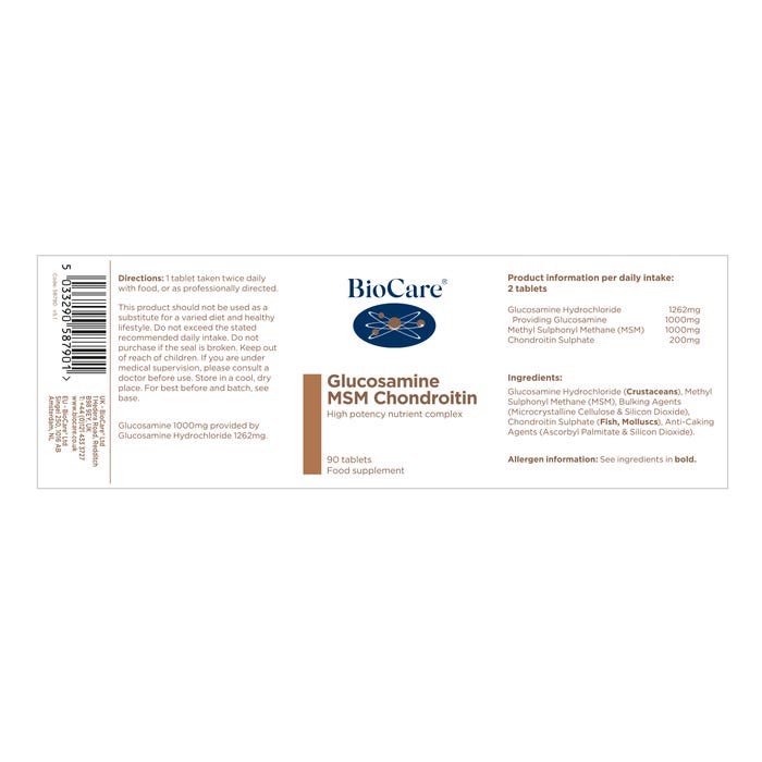 BioCare Glucosamine MSM Chondroitin 90 Tablets