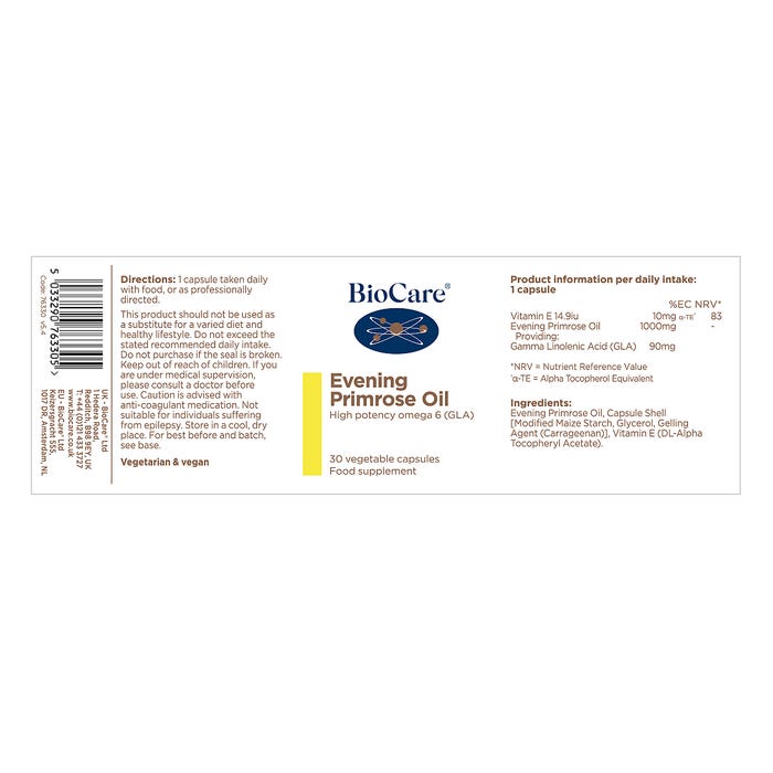 BioCare Evening Primrose Oil 30 Capsules