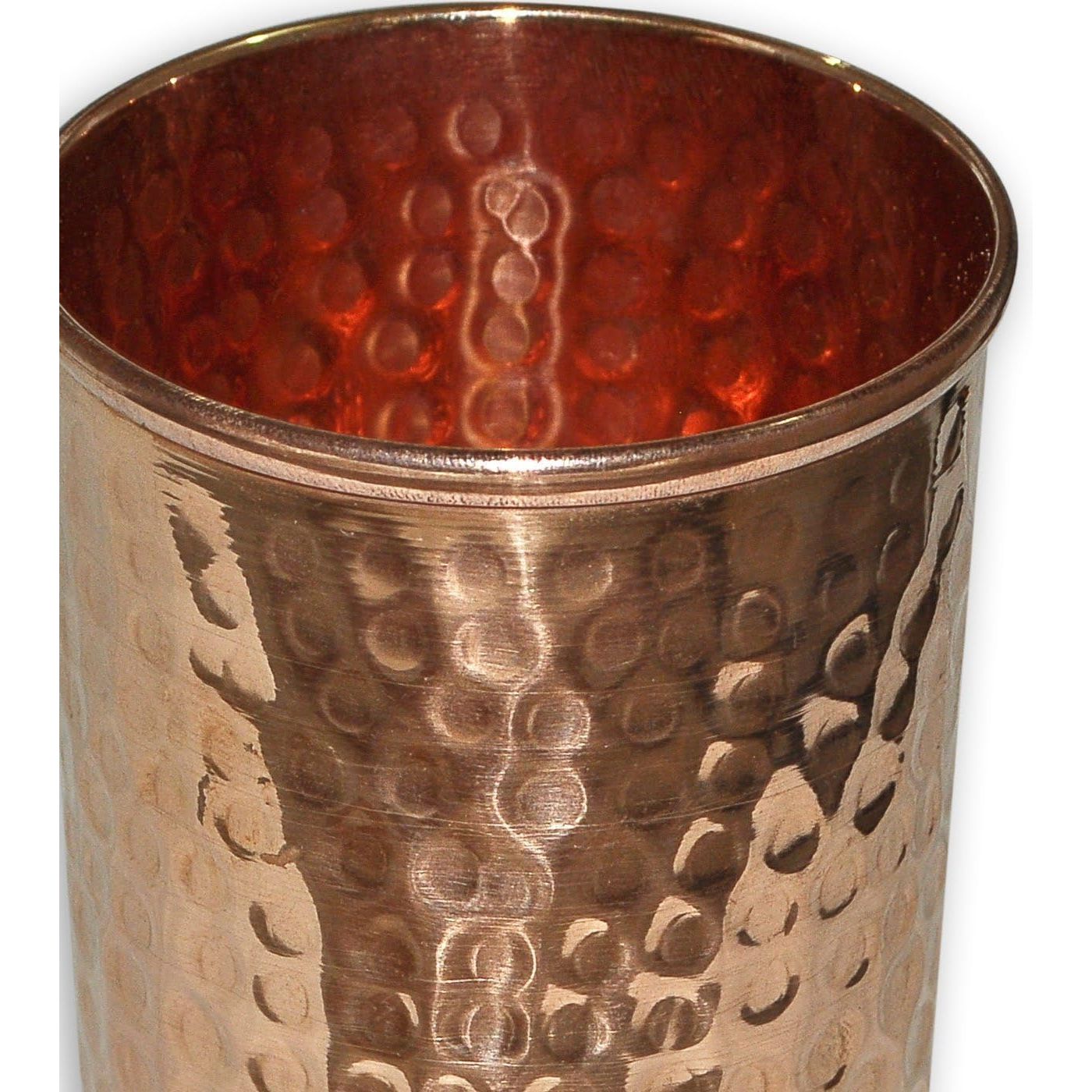 Copper Handmade Pure Copper Water Cups Indian Style Copper Set of 4