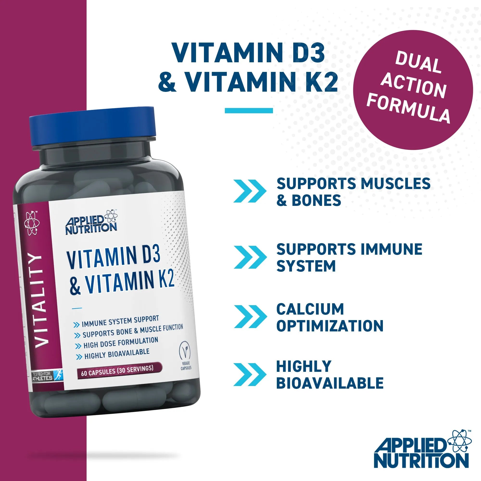 Applied Nutrition Vitamin D3 & K2 - 60 Capsules