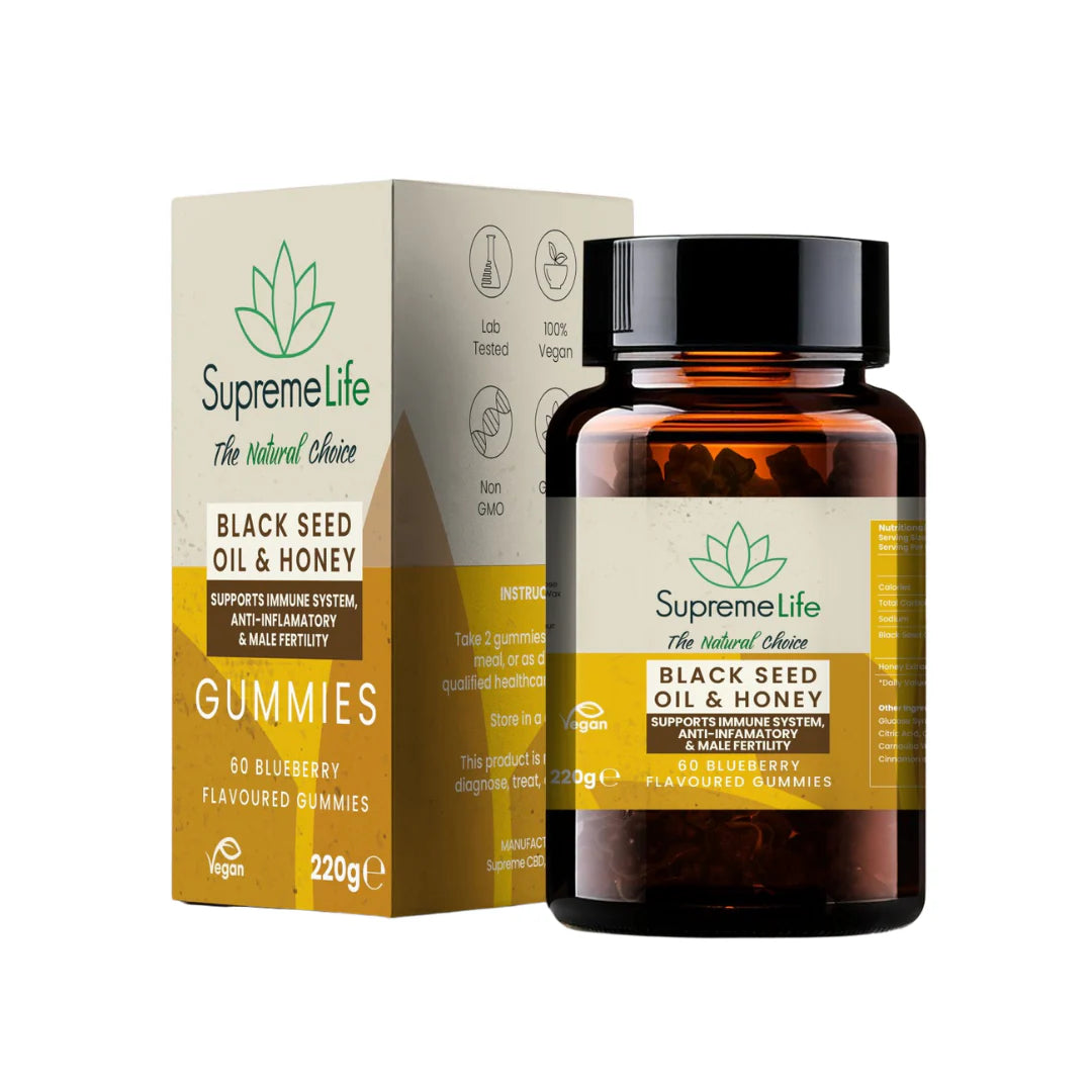 Supreme Life Black Seed Oil & Honey Gummies (60x Blueberry Flavour Gummies)