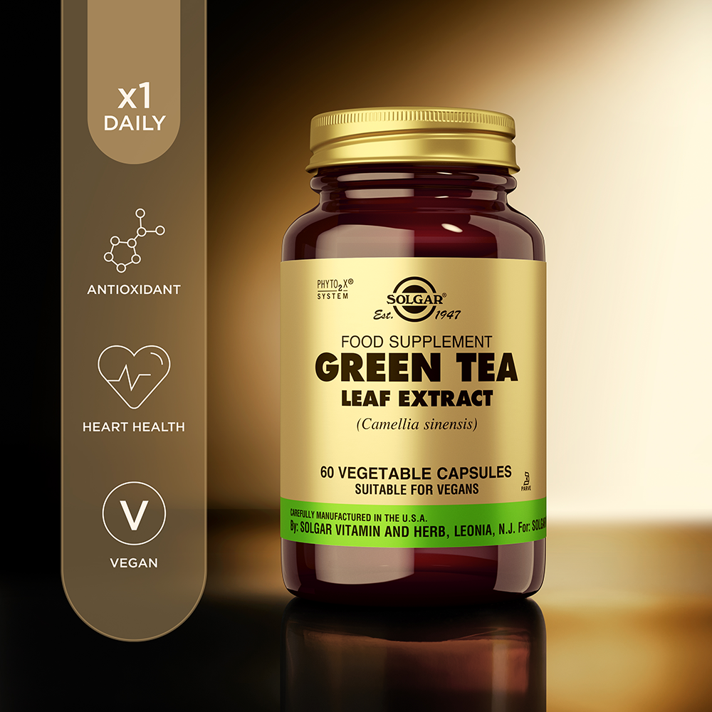 Solgar Green Tea Leaf Extract Vegetable Capsules - Pack of 60