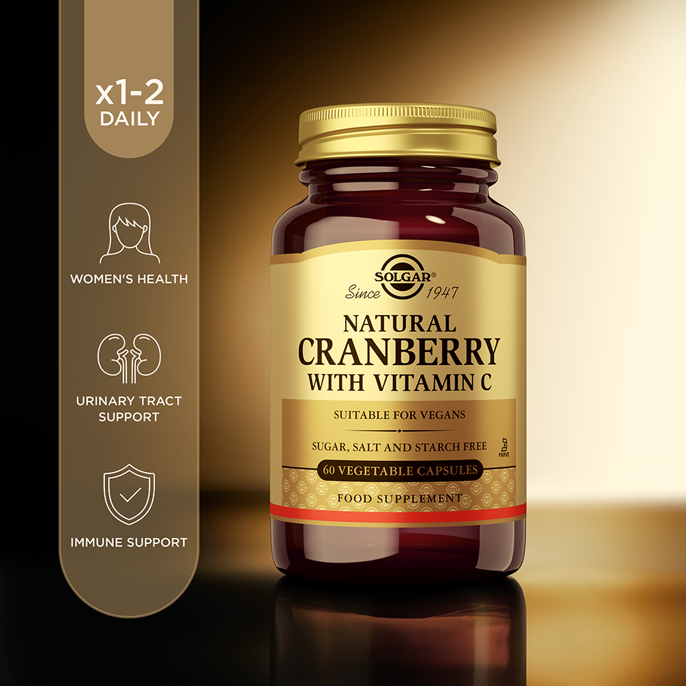 Solgar Natural Cranberry with Vitamin C Vegetable Capsules - Pack of 60