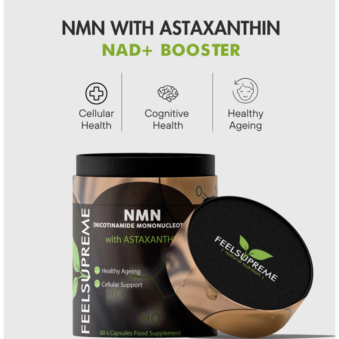 Feel Supreme 500mg NMN + Astaxanthin Supplement Capsules 60 Caps