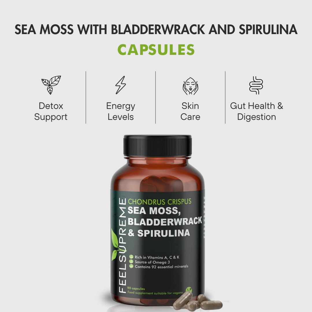 FeelSupreme Sea Moss With Bladderwrack & Spirulina 90 Capsules