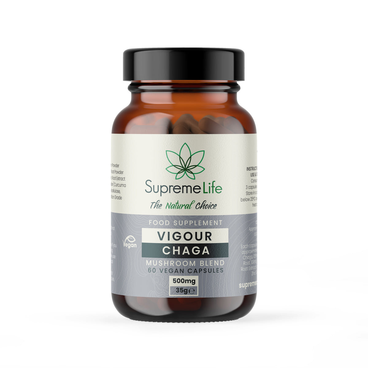 SupremeCBD Chaga Vegan Capsules - Vigour (500mg)