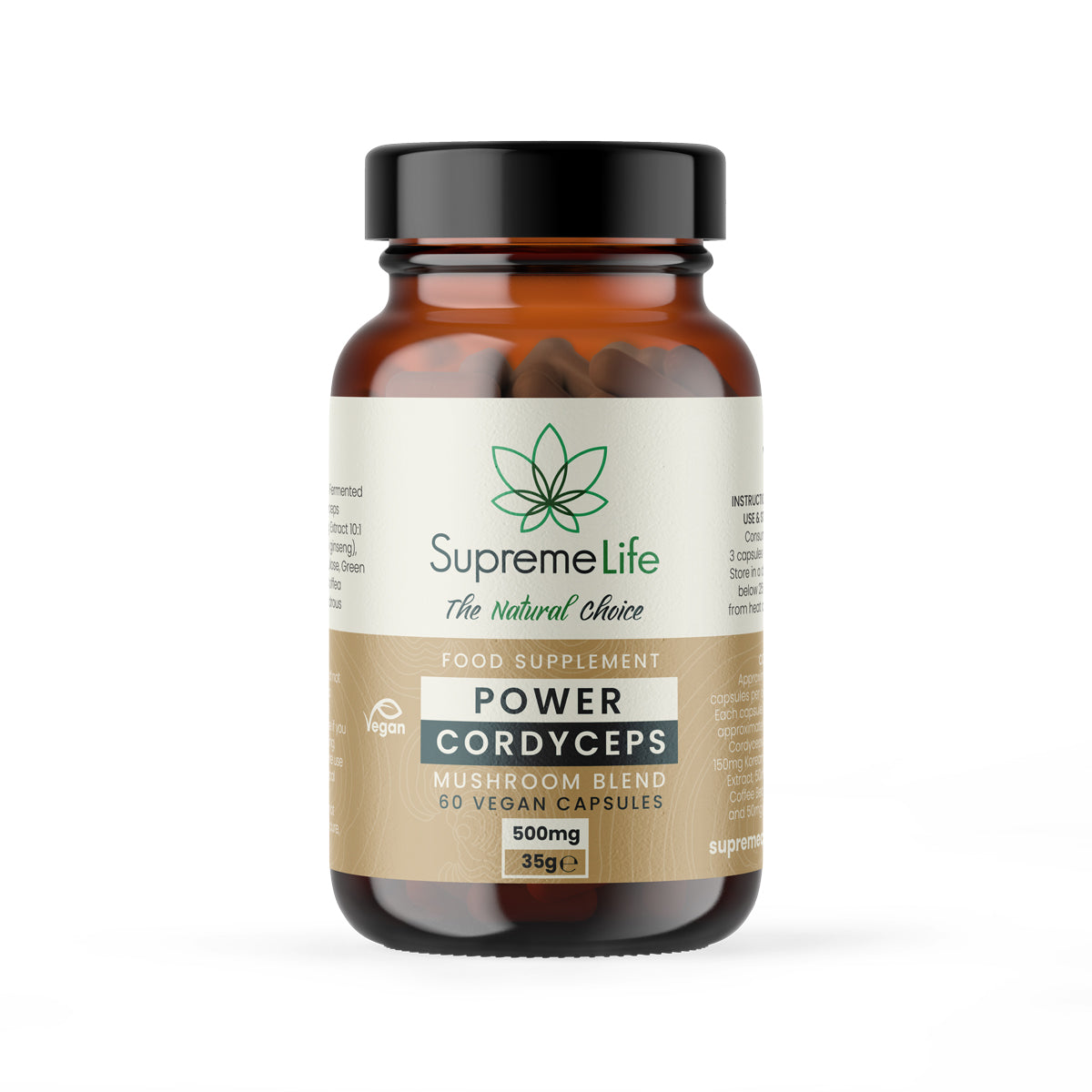 SupremeCBD Cordyceps Vegan Capsules - Power (500mg)