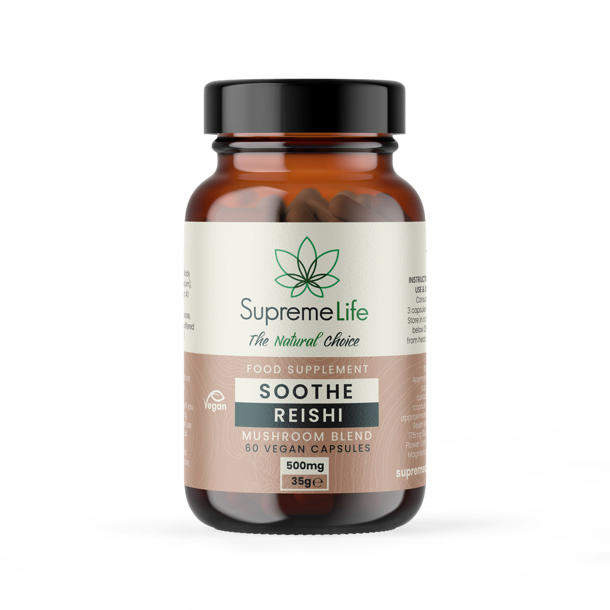 SupremeCBD Reishi Mushroom Vegan Capsules - Soothe (500mg)