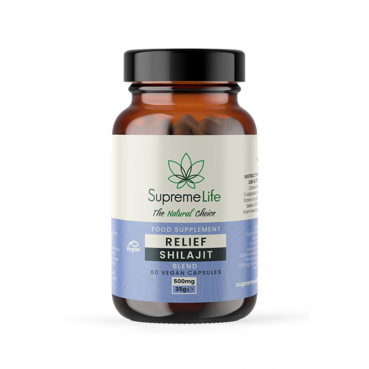 SupremeCBD Shilajit Vegan Capsules - Relief (500mg)