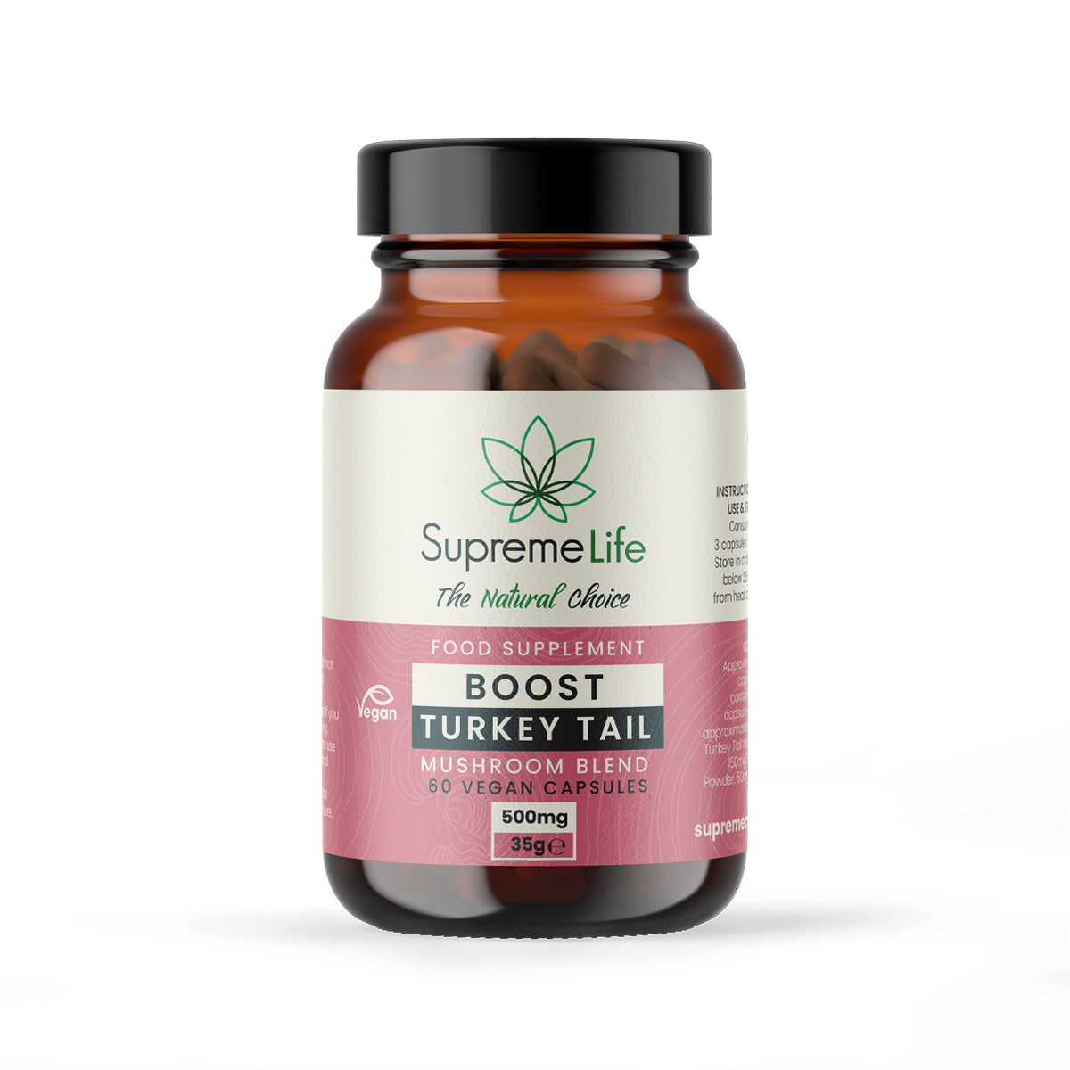 SupremeCBD Turkey Tail Mushroom Capsules - Boost (500mg)