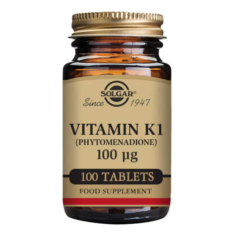 Solgar Vitamin K1 (Phytomenadione) 100 mcg Tablets - Pack of 100