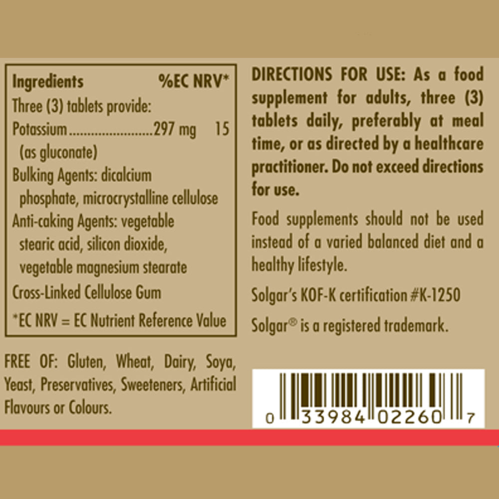 Solgar Potassium Tablets - Pack of 100