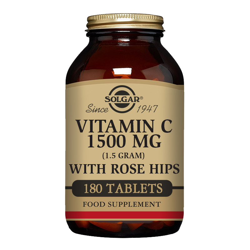 Solgar Vitamin C 1500 mg (1.5 grams) with Rose Hips Tablets - Pack of 180