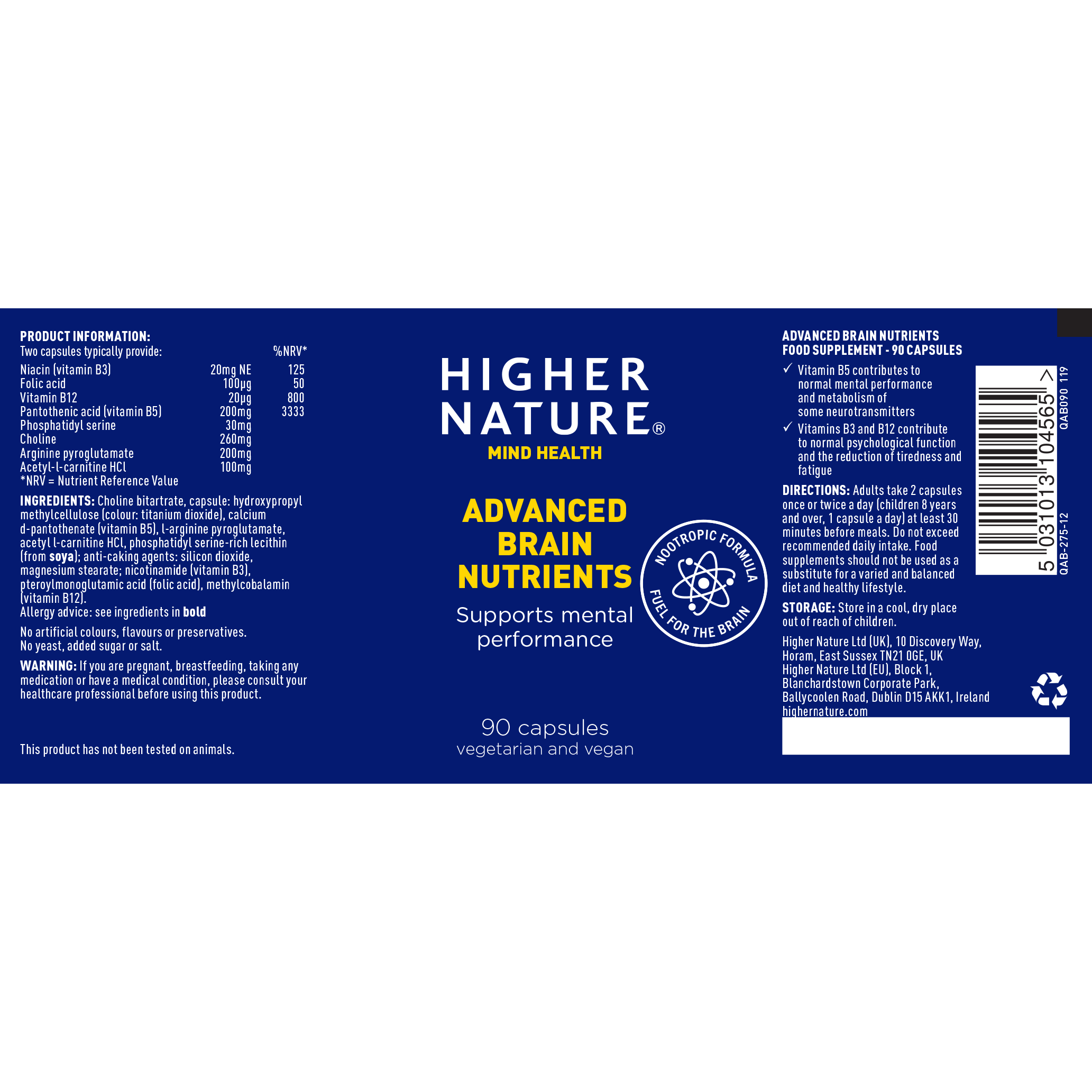 Higher Nature Advanced Brain Nutrients