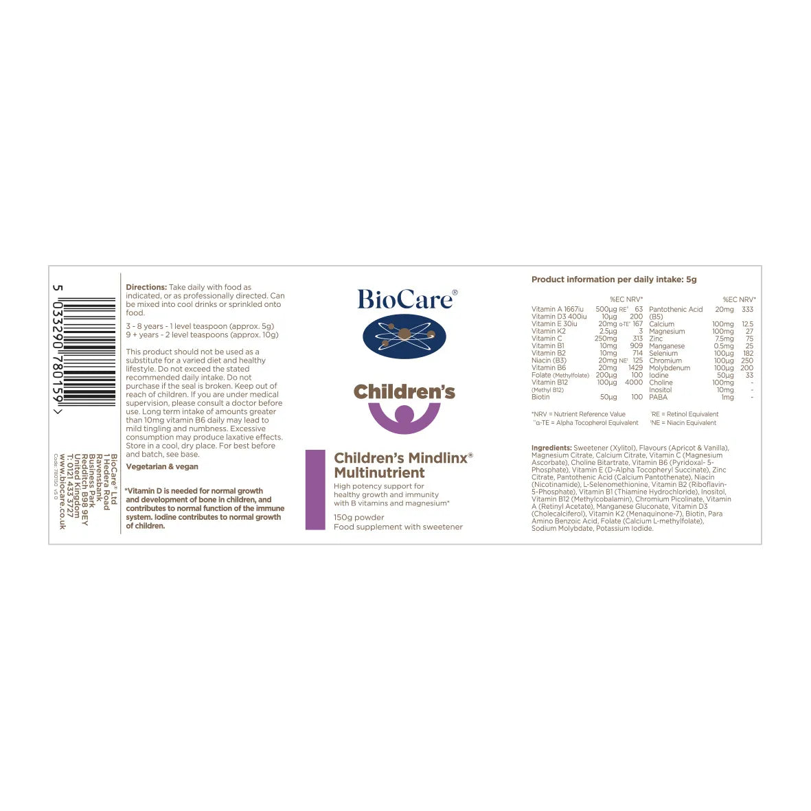 Biocare Children's Mindlinx® Multinutrient 150g