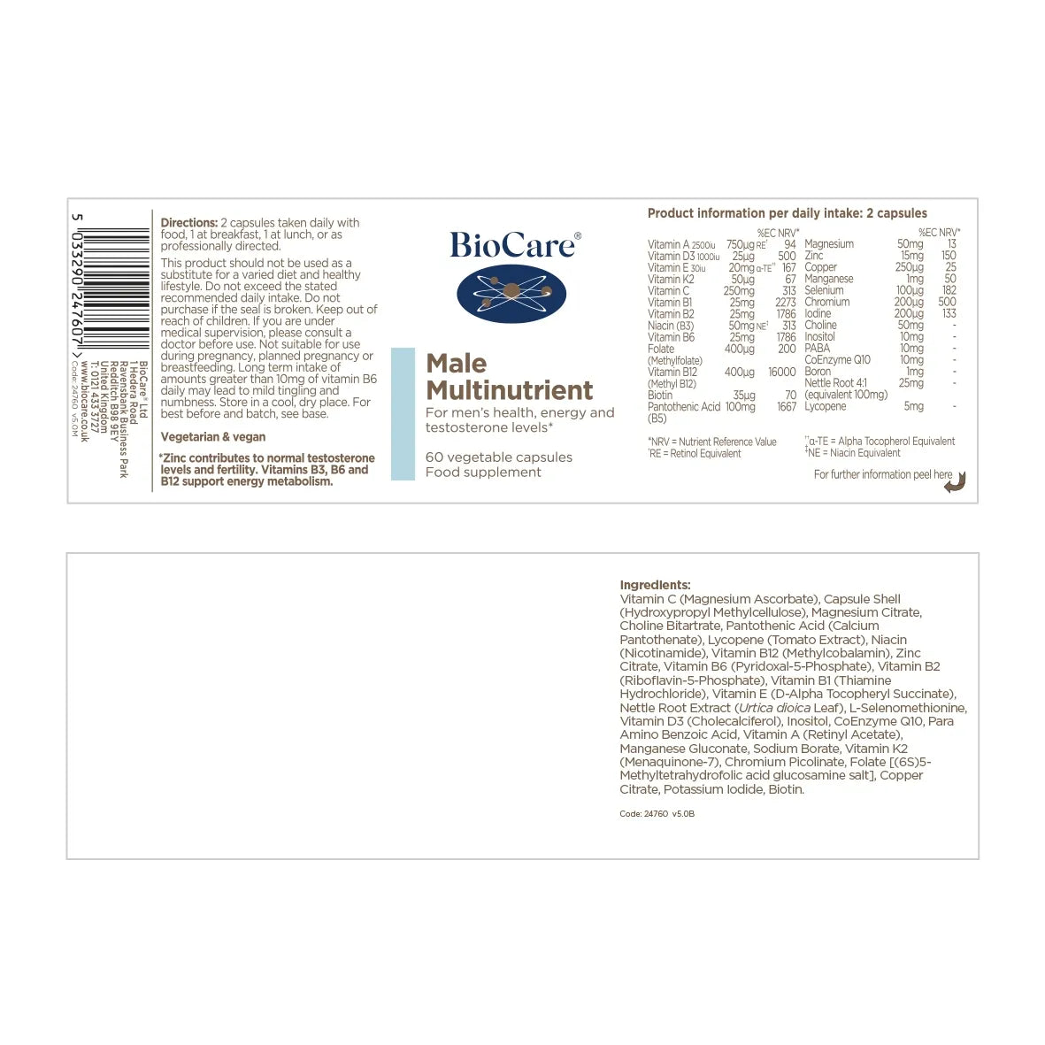 Biocare Male Multinutrient 60 Capsules