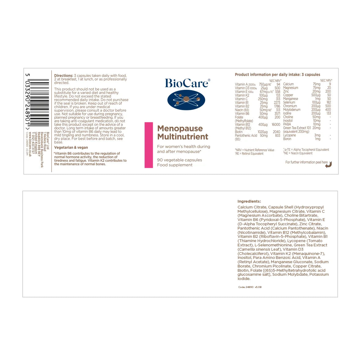 Biocare Menopause Multinutrient 90 Capsules