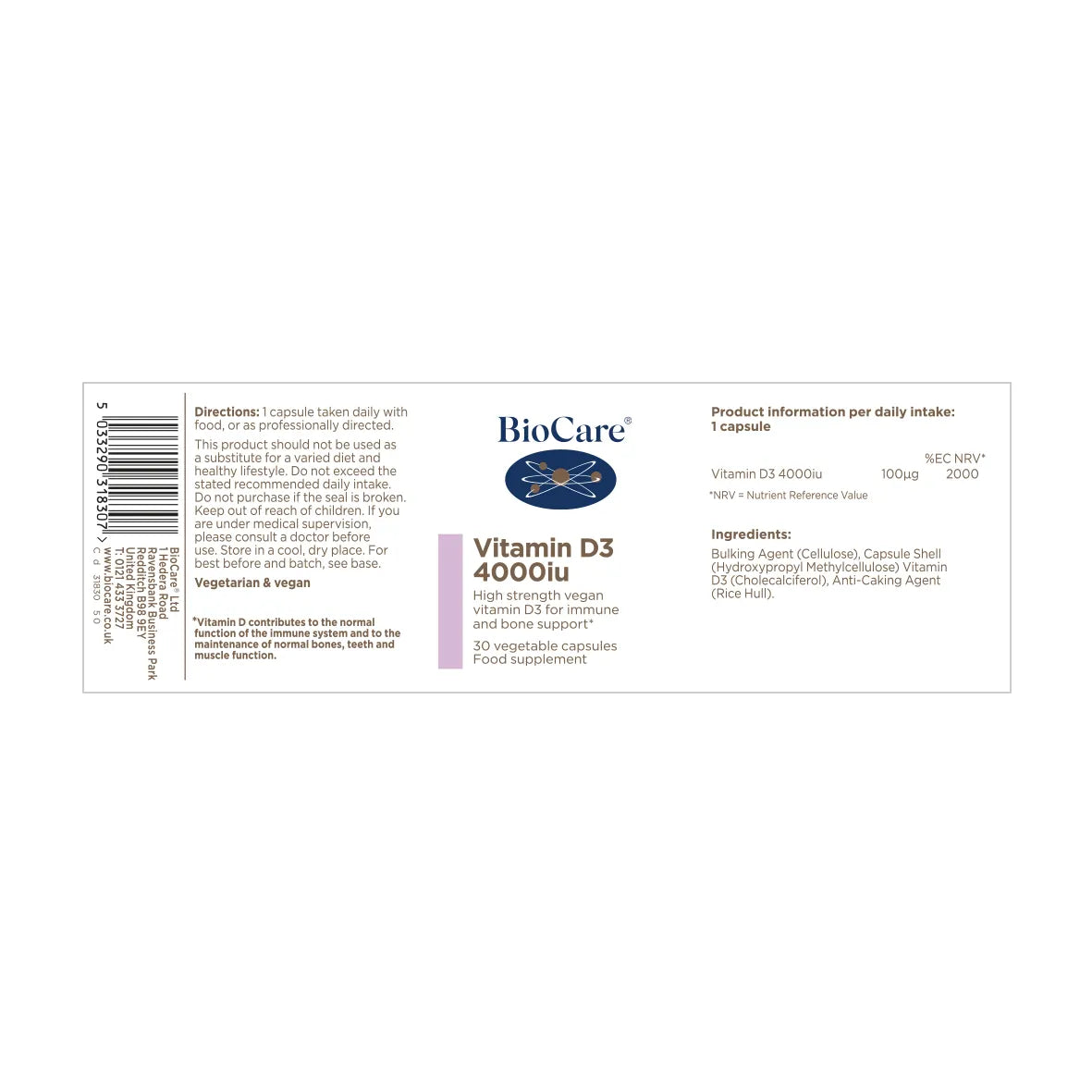 Biocare Vitamin D3 4000iu