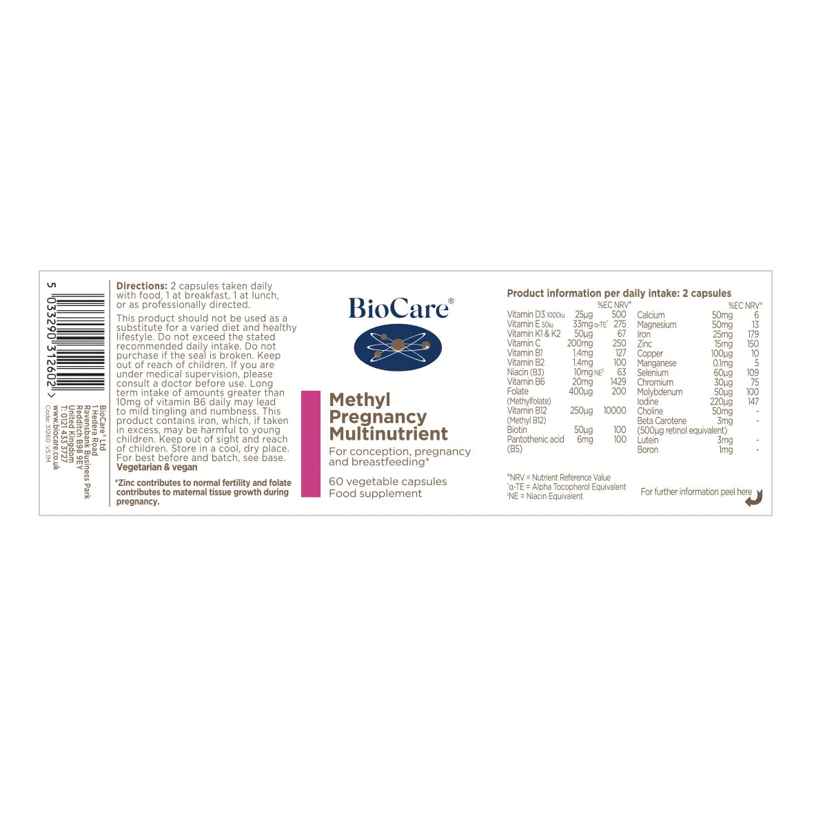 Biocare Methyl Pregnancy Multinutrient - 60 Capsules