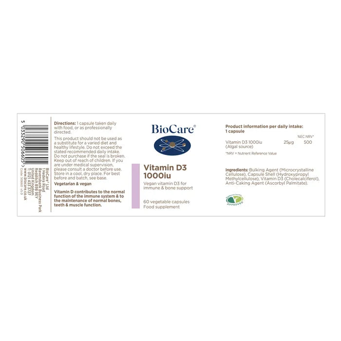 Biocare Vitamin D3 1000iu - 60 Capsules