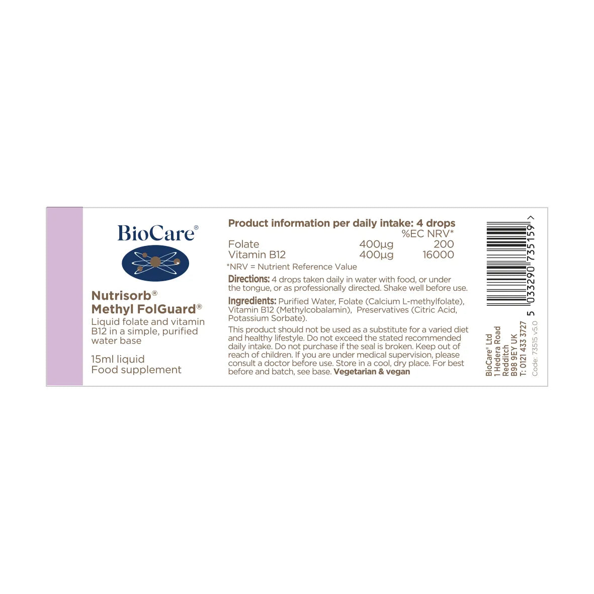 Biocare Nutrisorb® Methyl FolGuard® 15ml