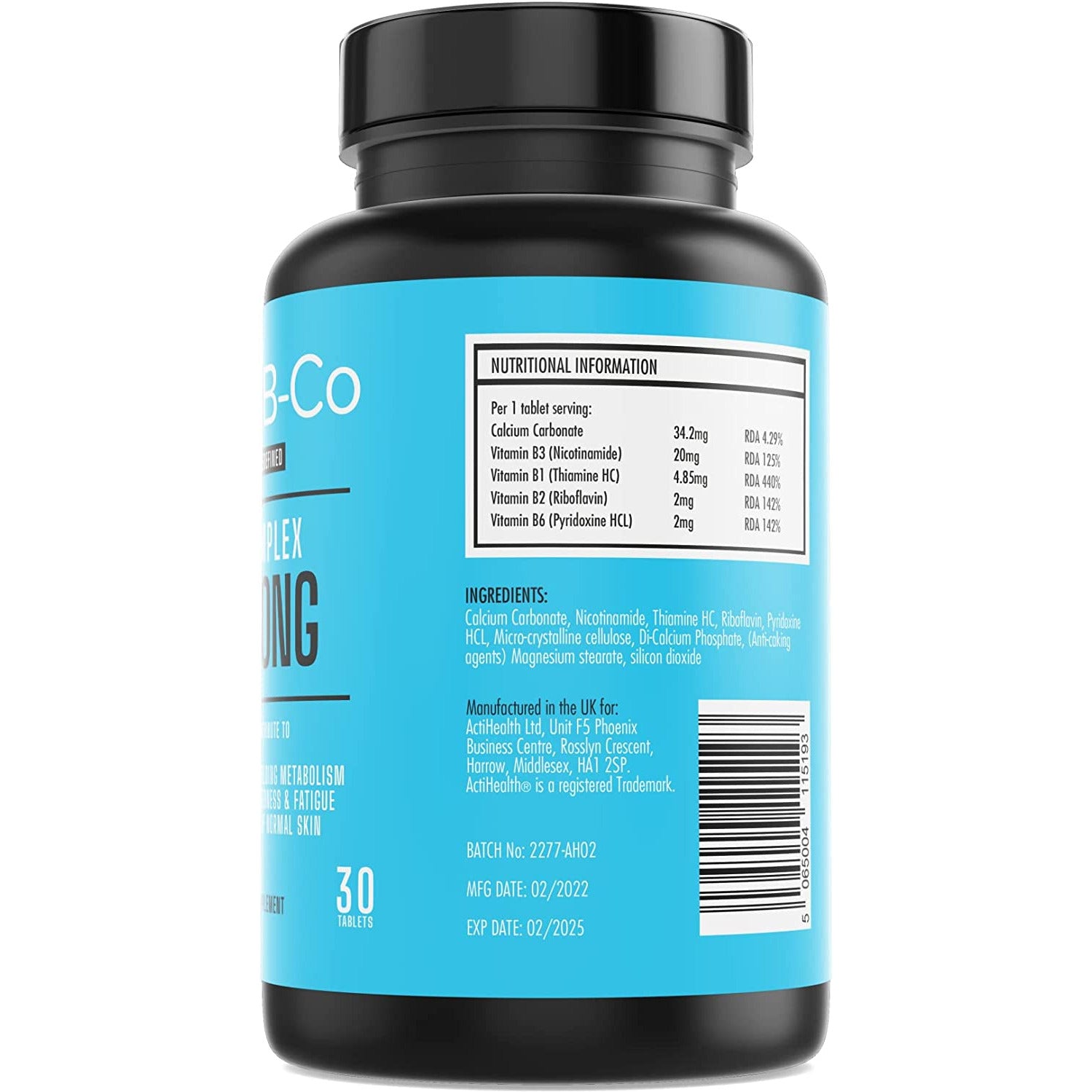 ActiB-Co B-Complex Strong 30 Tablets B Vitamins Vegan & Vegetarian Immune System Support